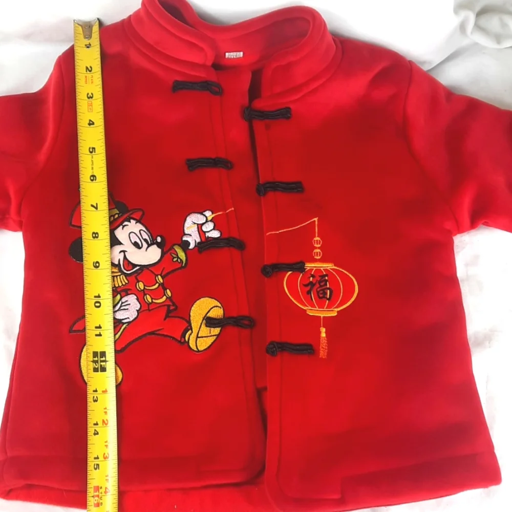 Disney Mickey Mouse Japanese Style Kids Jacket Small Red Super Soft Embroidered